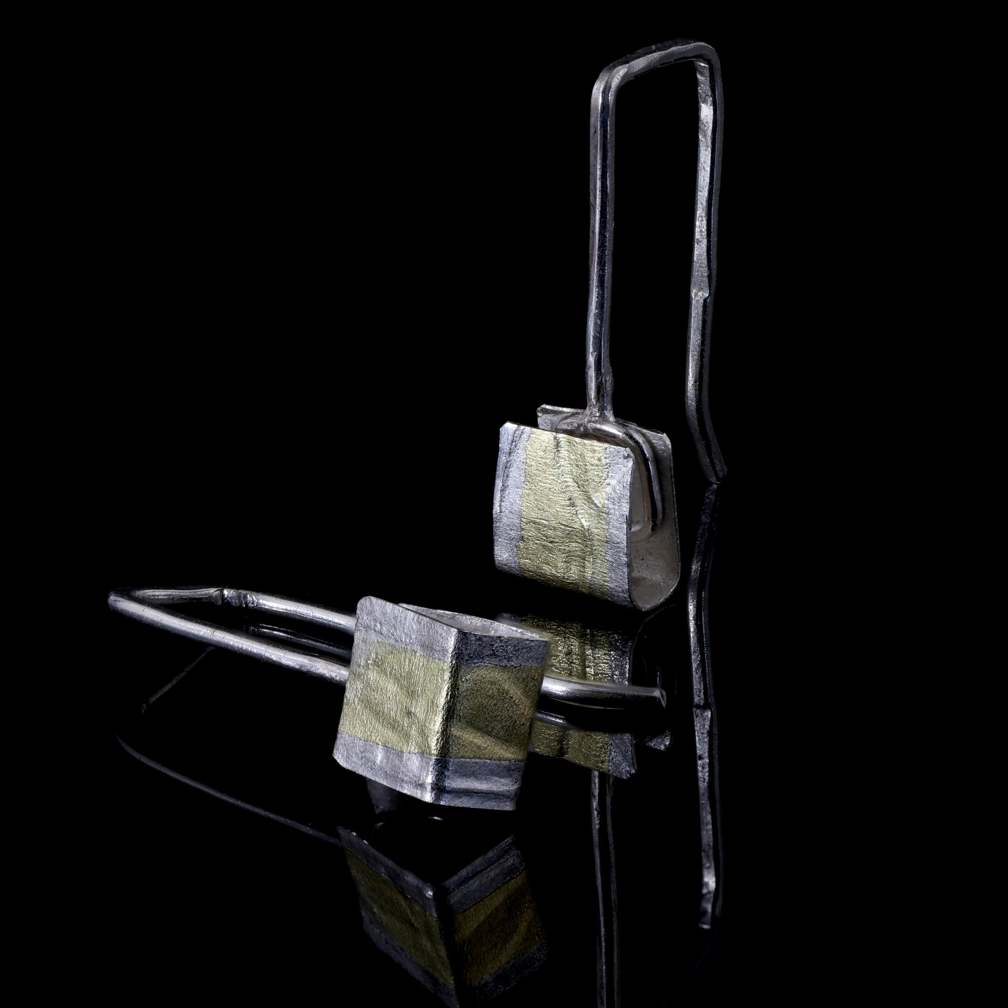 Bimetal sterling silver and 18-karat gold earrings